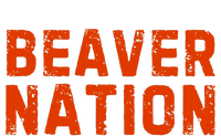 Beaver Nation Orange Distressed Font High Crown Mesh Back Trucker Hat