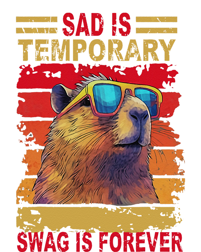 Sad Is Temporary Swag Is Forever Funny Cool Capybara Retro T-Shirt