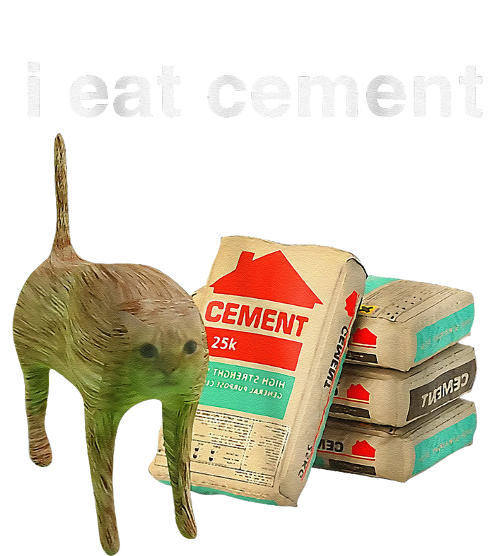 I Eat Cement Cursed Cat Funny Oddly Specific Dank Meme Cooling Performance Long Sleeve Crew