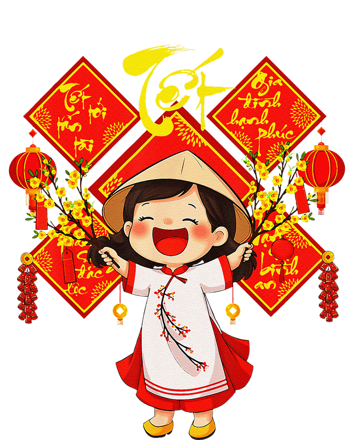 Chuc Mung Nam Moi Girl Cute Vietnamese New Year Ao Dai T-Shirt