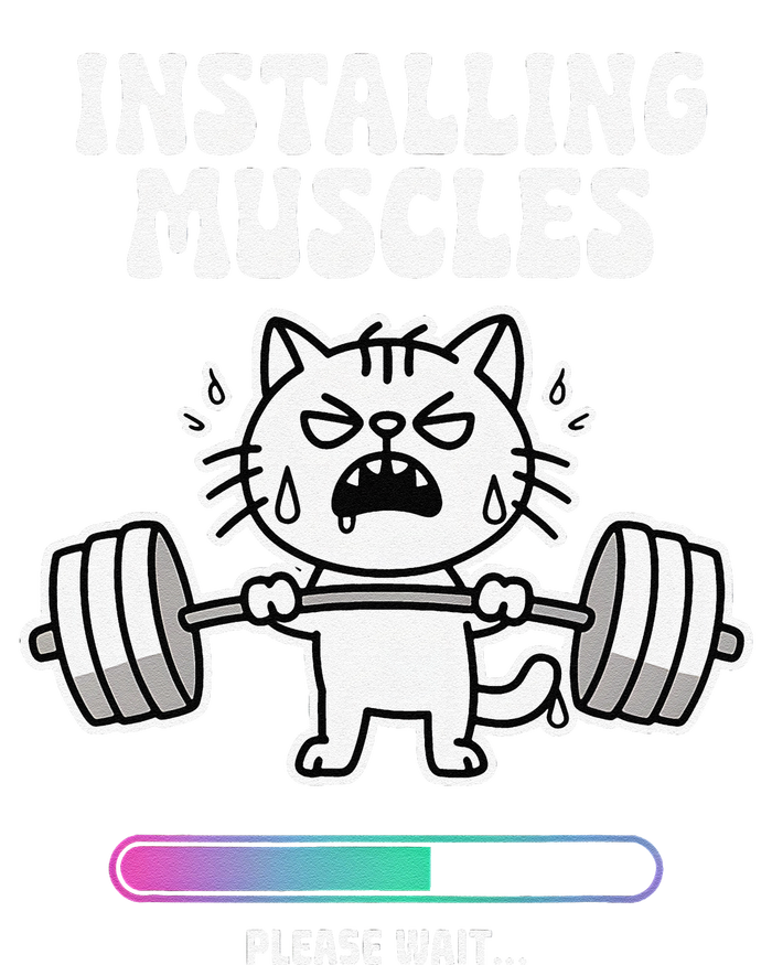 Installing Muscles Please Wait Cat Workout Gym Fitness T-Shirt