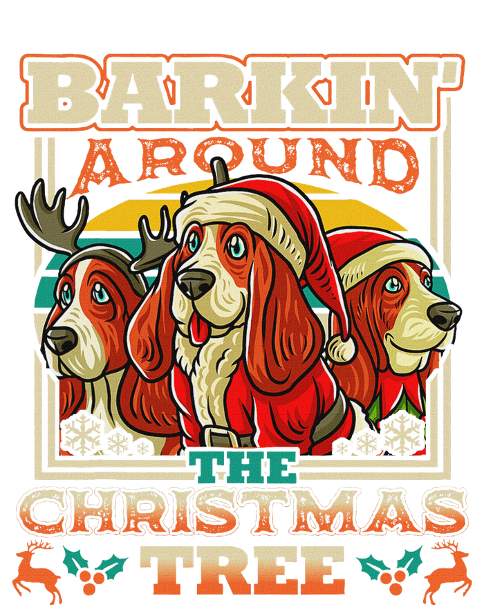 Basset Hound Barkin Around The Christmas Tree Dog Santa T-Shirt