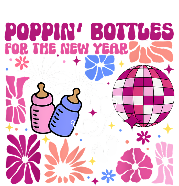 Boho Floral Nicu Crew Nurse Poppin Bottles For The New Year T-Shirt