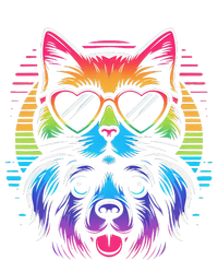 Rainbow Cute Dog & Cat Wearing Glasses Heart Puppy & Kitten T-Shirt