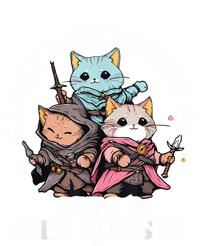 Rpg Gamer Cats Side Quest Distracted Nerdy Tabletop Fun T-Shirt