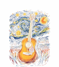 Starry Night Inspired Acoustic Guitar T-Shirt