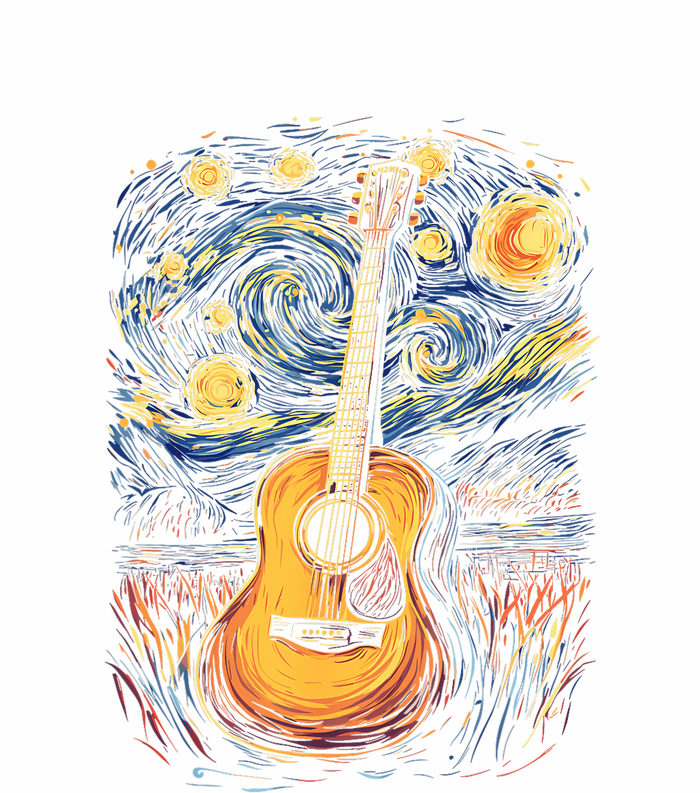 Starry Night Inspired Acoustic Guitar T-Shirt