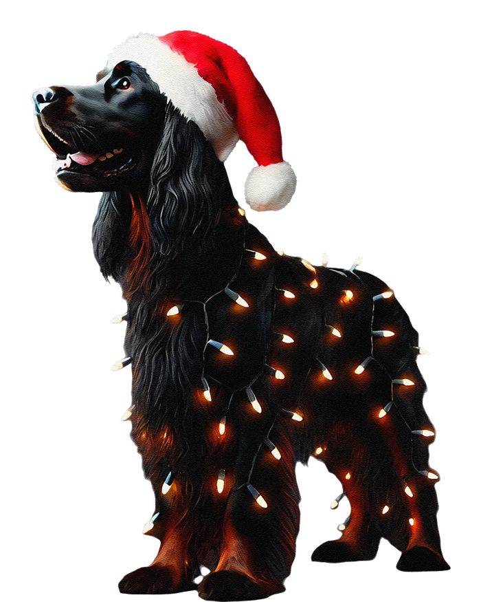 Gordon Setter Santa Hat Christmas Lights Dog Owner Mom Dad T-Shirt