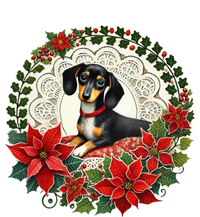 Christmas Dachshund Illustration Festive Doxie Funny Gift Women's Long Sleeve Flannel Pajama Set 