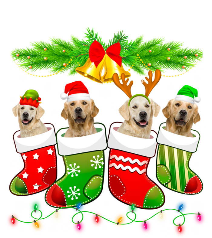 Cute Golden Retriever Dog In Sock Christmas Santa Xmas Dog Gift T-Shirt