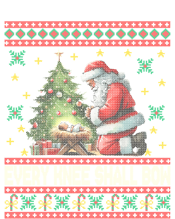 Every Knee Shall Bow Santa Nativity Scene Ugly Christmas Gift T-Shirt