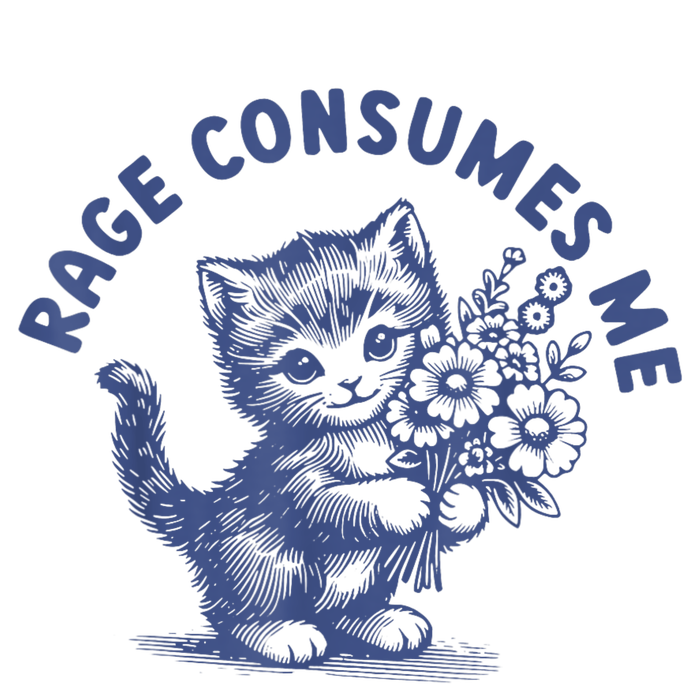 Rage Consumes Me Cat Flower Cute Kitty Cat Meme Women's Flannel Pajama Set