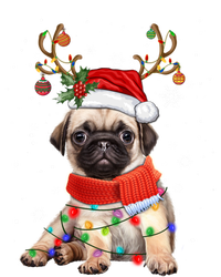 Funny Pug Dog Christmas Reindeer Santa Hat Xmas Light Pajama Gift T-Shirt