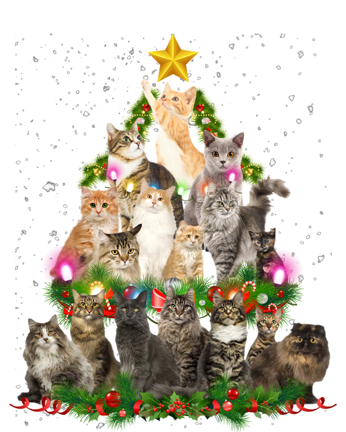 Funny Santa Cats Kitten Christmas Tree Cat Mom Xmas Gift T-Shirt