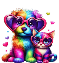 Rainbow Cute Dog & Cat Wearing Glasses Heart Puppy & Kitten Softstyle Adult Sport Polo