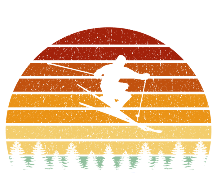 Vintage Sunset Skiing Gift For Skiers Funny Gift T-Shirt