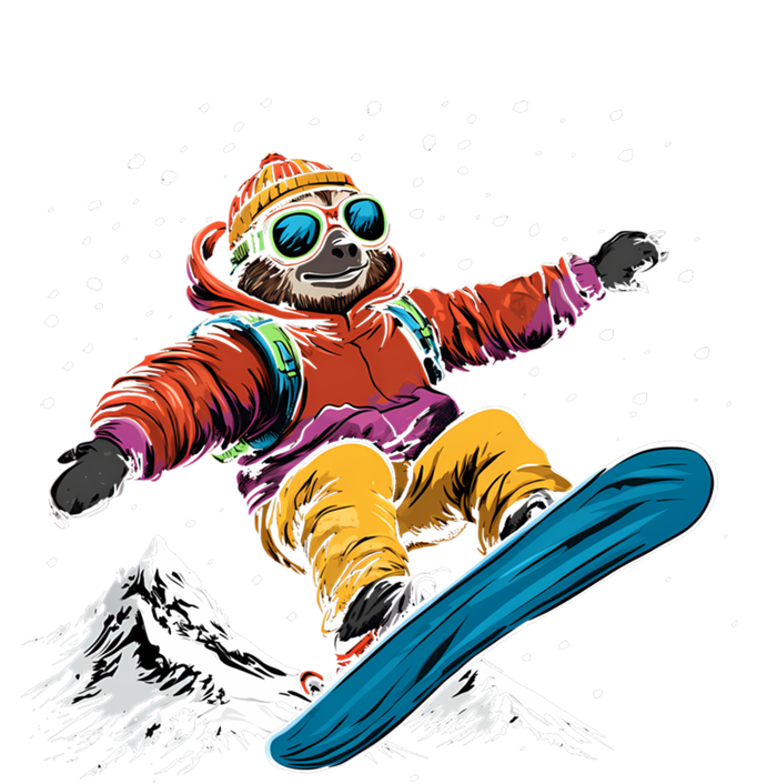 Snowboarding Animals Sloth On A Snowboard Snowboarding Gift V-Neck T-Shirt