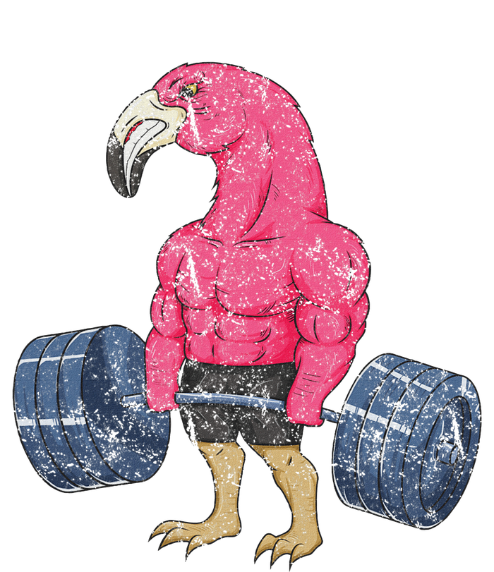 Vintage Flamingo Weightlifting Bodybuilder Muscle Fitness T-Shirt