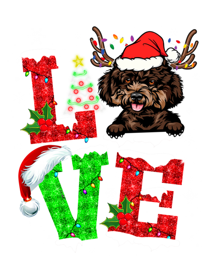 Love Poodle Christmas Tree Lights Dog Lover Santa Hat Xmas Gift Tank Top