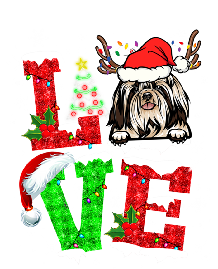 Love Shih Tzu Christmas Tree Lights Dog Lover Santa Hat Xmas Gift T-Shirt