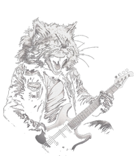 Rock Cat Playing Guitar Funny Guitar Cat Design T-Shirt