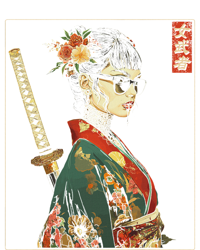 Japanese Gothic Samurai Art Woman With Katana Sword T-Shirt