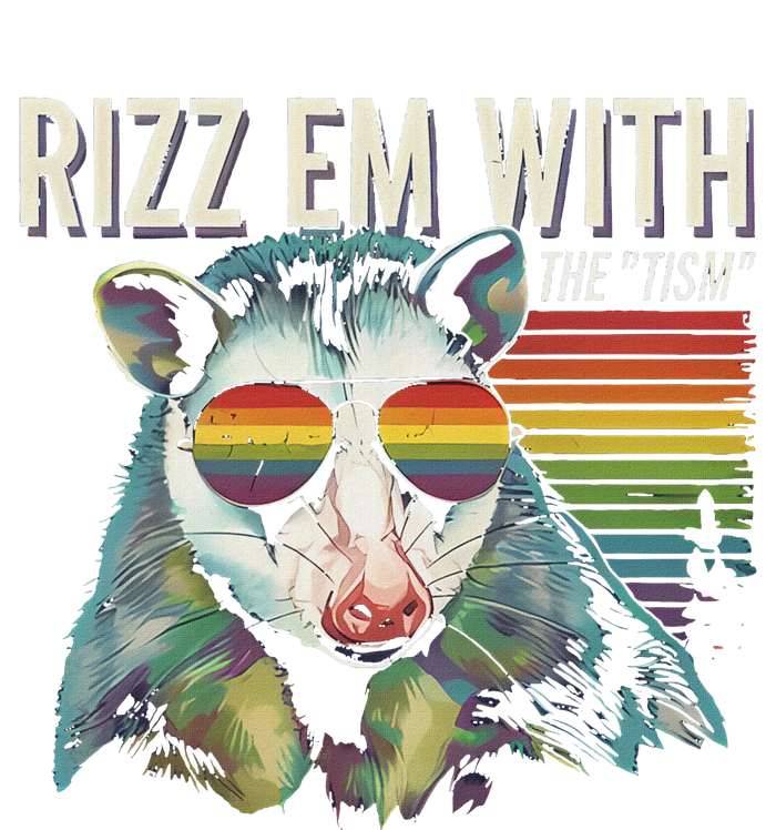 Retro Funny Raccoon With Sunglasses Rizz Em With The Tism Ladies PosiCharge Competitor Racerback Tank