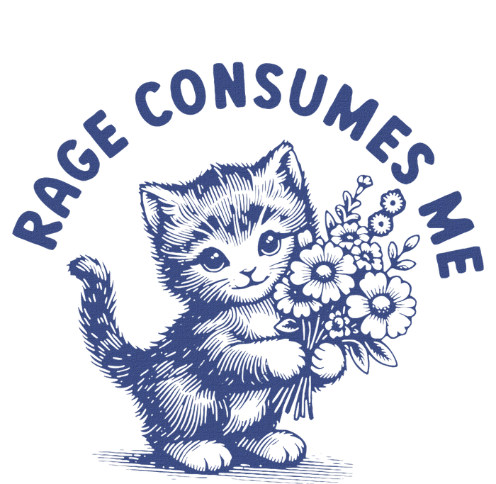 Rage Consumes Me Cat Flower Cute Kitty Cat Meme T-Shirt