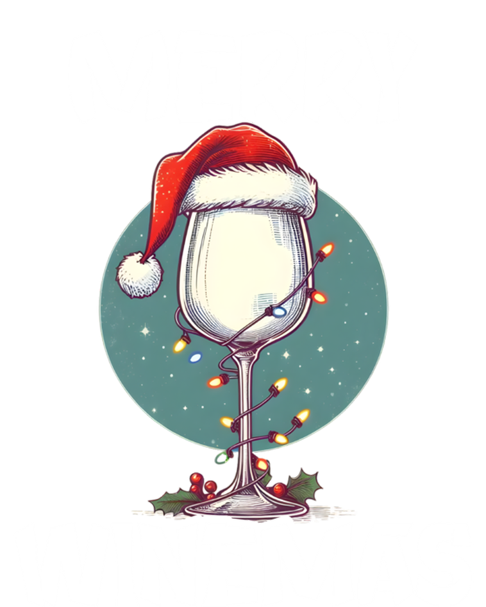 Merry Winemas Christmas Wine Glass Santa Claus Hat Funny Gift T-Shirt