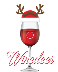 Red Wine Glass With Reindeer Hat Merry Winemas Winedeer Gift T-Shirt