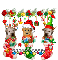 Three Santa Reindeer Elf Whoodles In Xmas Socks Dog Lover Funny Gift T-Shirt