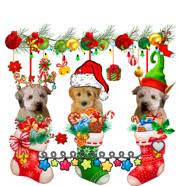 Three Santa Reindeer Elf Whoodles In Xmas Socks Dog Lover Funny Gift T-Shirt