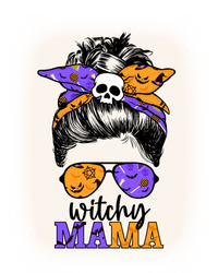 Witchy Mama Halloween Skull Witch Mom Messy Bun Spooky Gift T-Shirt