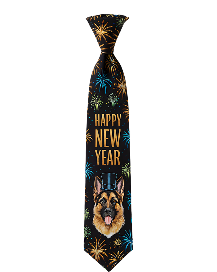 Happy New Year German Shepherd Puppy Tie Costume. Dog Lover T-Shirt