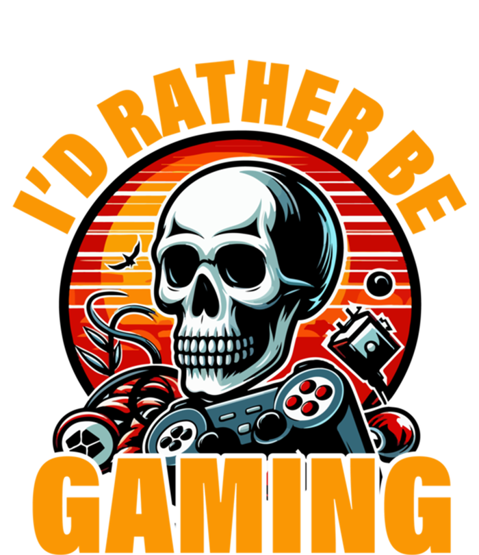 ID Rather Be Gaming Funny Gamer Skeleton Humor Gift Button