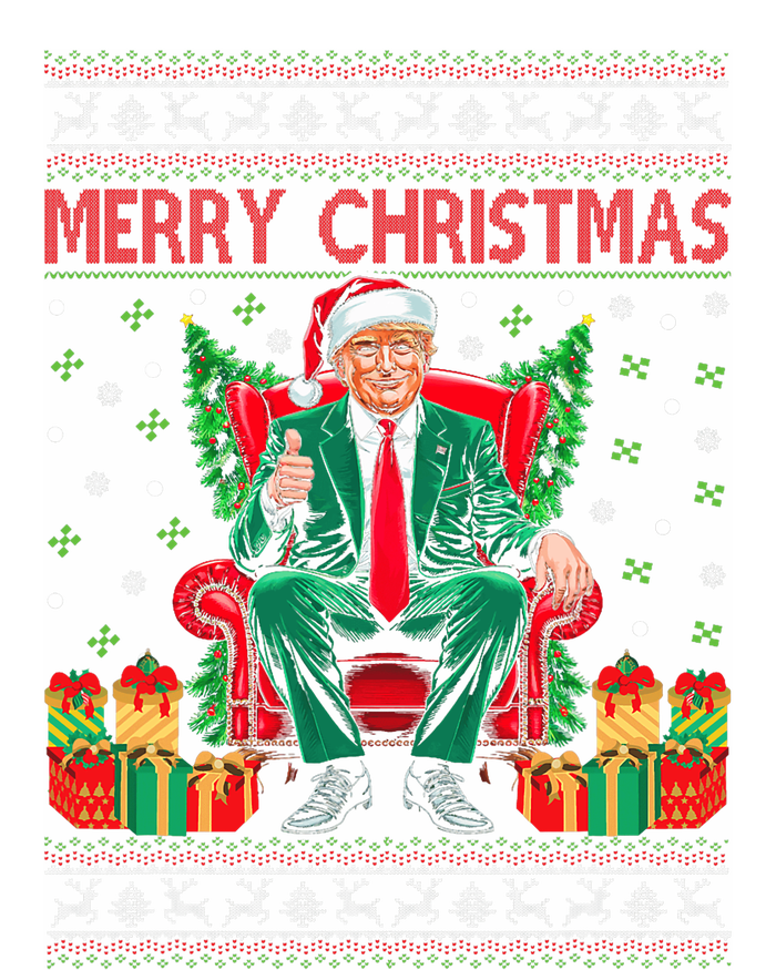 Funny Donald Trump Santa Merry Christmas Xmas Ugly Sweater Hooded Wearable Blanket