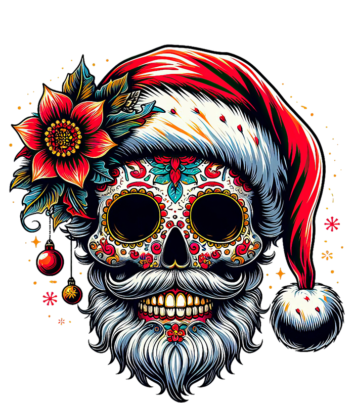 Santa Sugar Skull Mexican Calavera Christmas Women's V-Neck T-Shirt