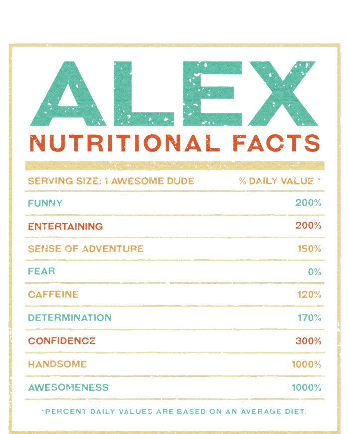 Alex Nutrition Facts Funny Personalized Name T-Shirt