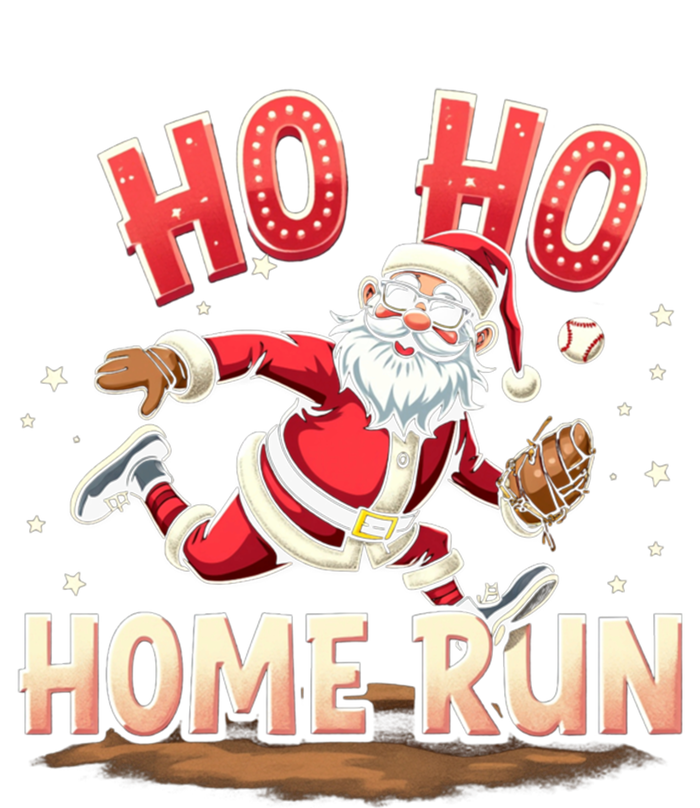 Baseball Christmas Ho Ho Home Run Santa Playing Baseball Gift V-Neck T-Shirt