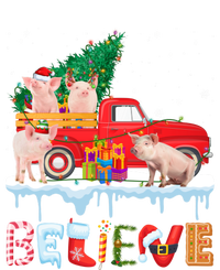 Believe Pig Riding Red Truck Christmas Tree Christmas Pajama Great Gift T-Shirt