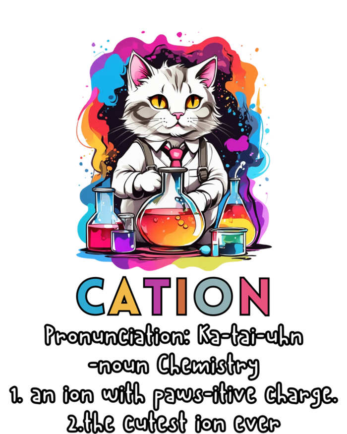 Cation Funny Chemistry Humor Science Teacher Cat Pun Gift Short Acrylic Beanie