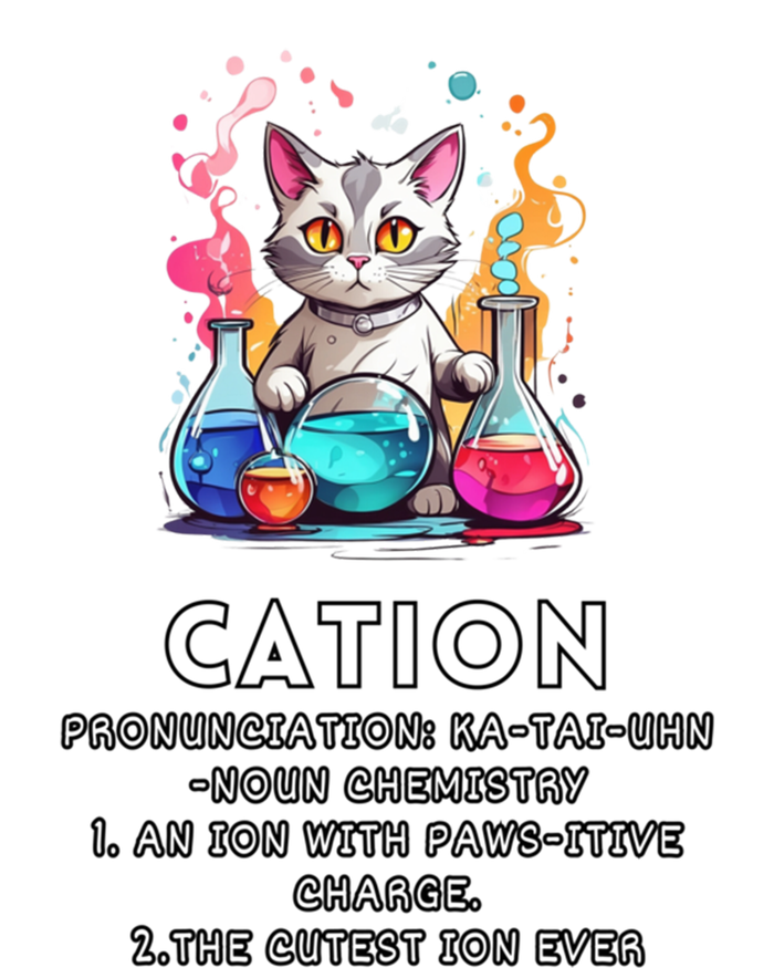 Cation Funny Chemistry Humor Science Teacher Cat Pun Meaningful Gift T-Shirt