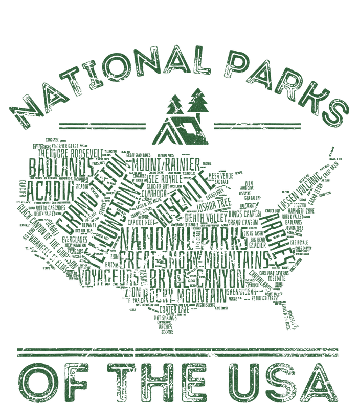 National Parks Map Hiking Travel Camping Outdoors Retro Usa T-Shirt