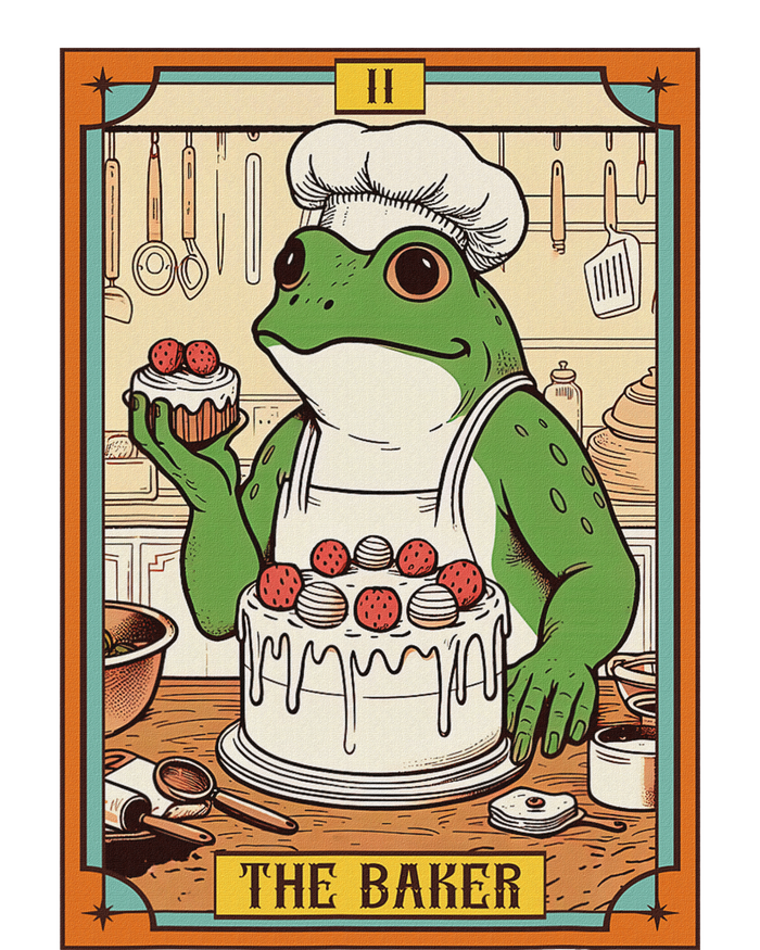 Baker Baking Lover Frog Making Cake The Baker Tarot Card Wool Snapback Cap