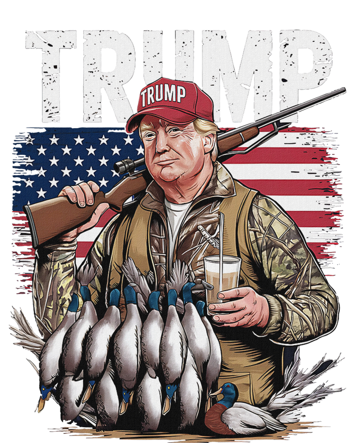 Retro Trump Hunting Duck Hello Hunting Camo Hunting Us Flag T-Shirt