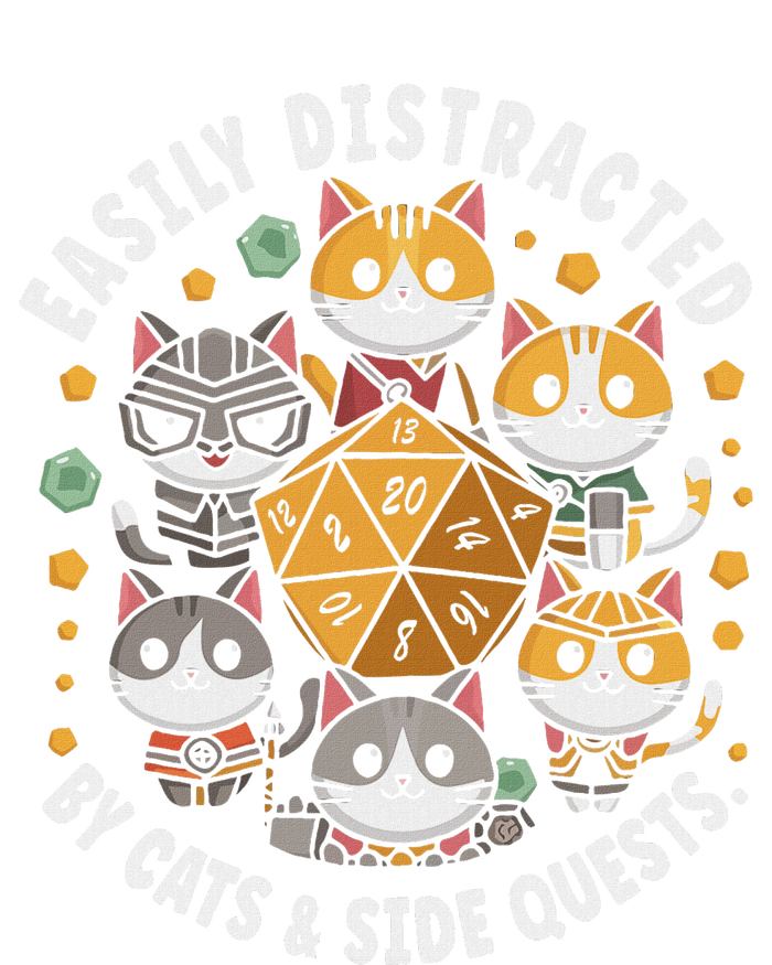 Rpg Gamer Cats Easily Distracted Side Quests Gaming Dice Women's T-Shirt