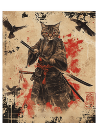 Samurai Cat Graphic Warrior Vintage Japanese Art Anime T-Shirt