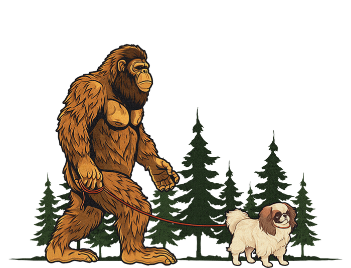 Japanese Chin Bigfoot Dog Walking Dog Mom Dad T-Shirt