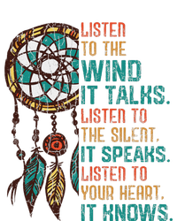 Listen To The Wind It Talks Fun Native American Day Graphic Sustainable Knit Beanie