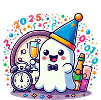 Cute Ghost Happy New Year 2025 New YearS Eve Party Costume Gift Button